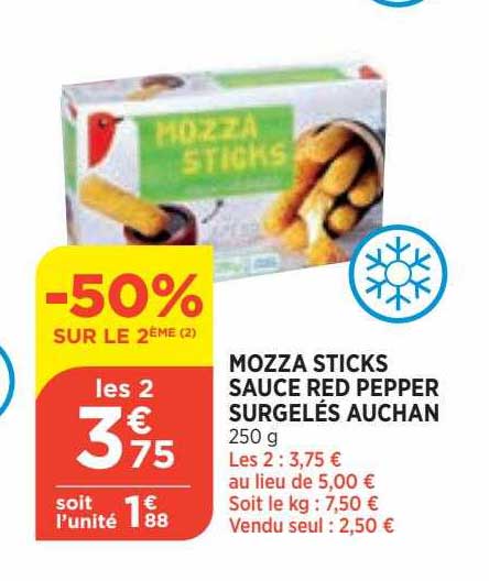 mozza sticks sauce red pepper surgelés auchan