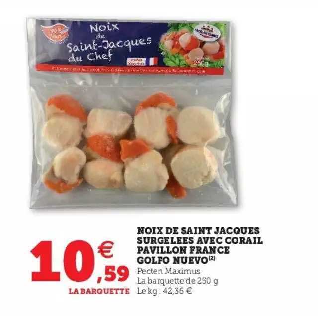 noix de saint jacques surgelées avec corail pavillon france golfo nuevo