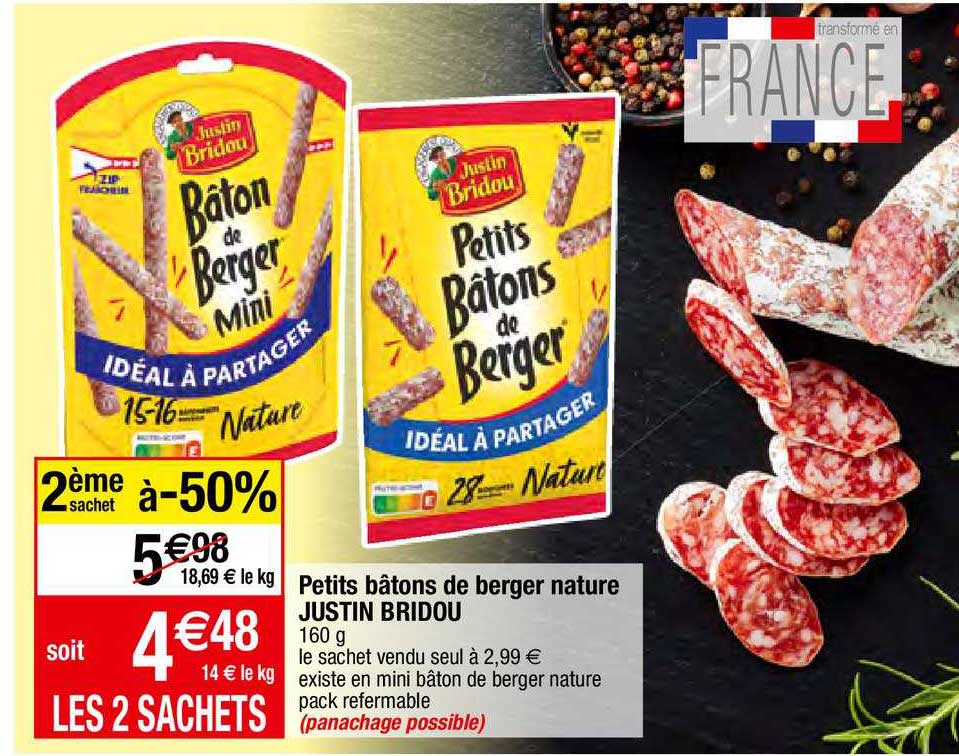 petits bâtons de berger nature justin bridou