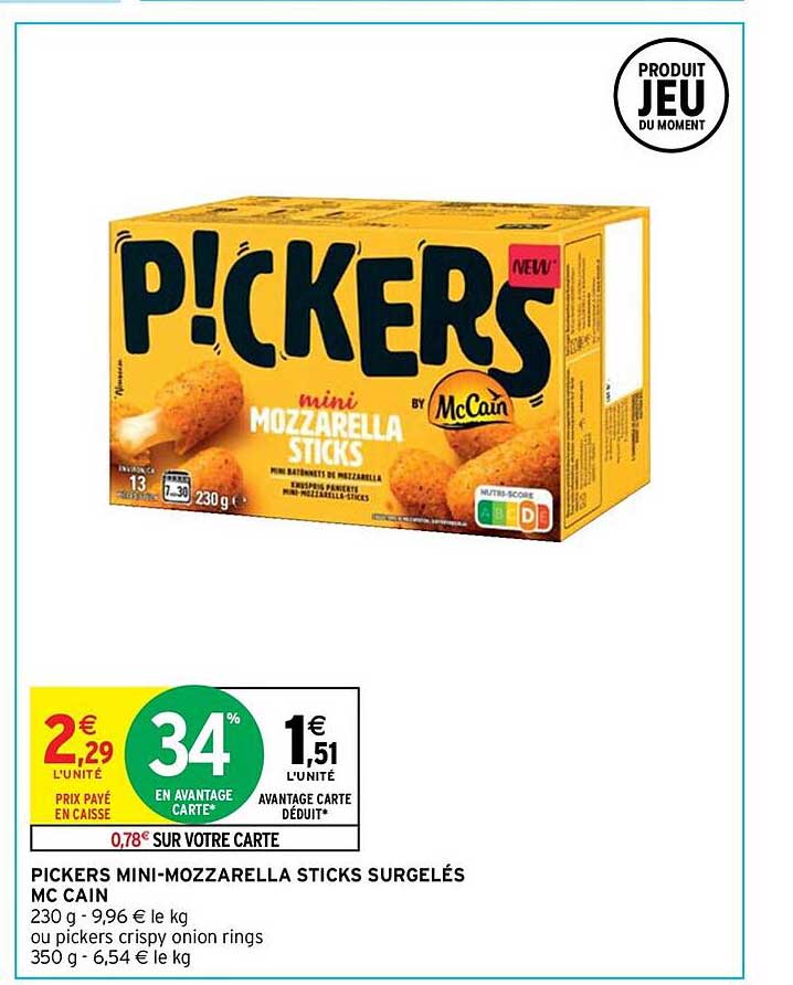 pickers mini-mozzarella sticks surgelés mc cain