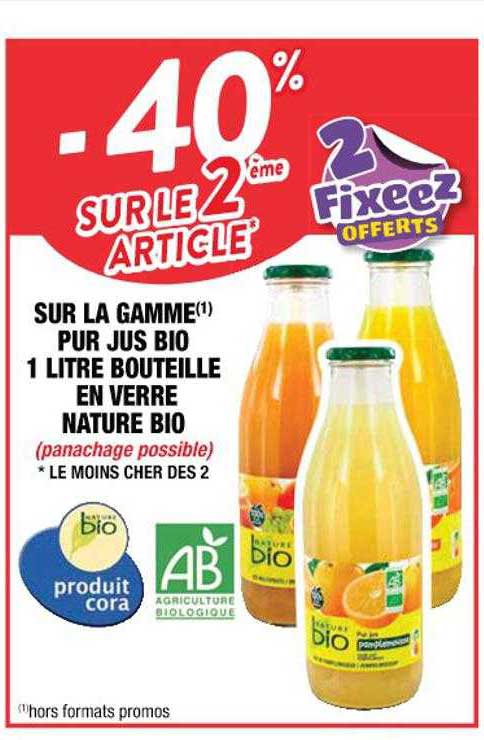pur jus bio 1 litre bouteille en verre nature bio