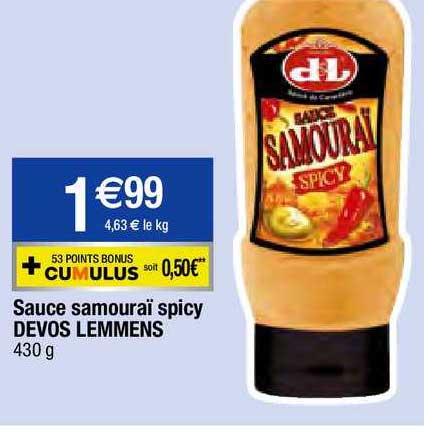 sauce samouraï spicy devos lemmens