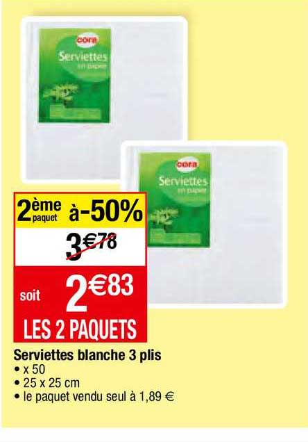 serviettes blanche 3 plis