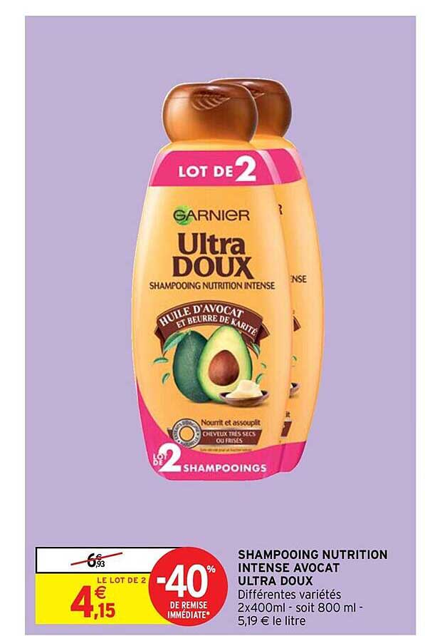 Shampooing Nutrition Intense Avocat Ultra Doux