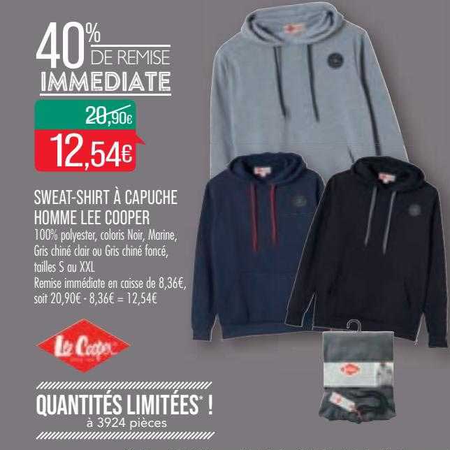 sweat-shirt à capuche homme lee cooper