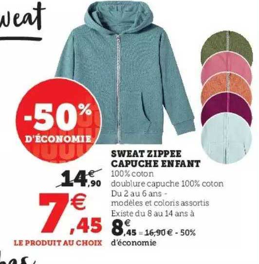 Sweat Zippee Capuche Enfant