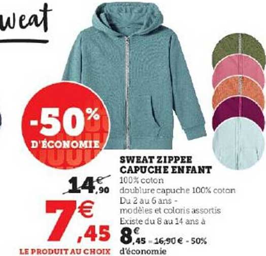 sweat zippée capuche enfant