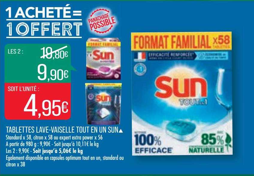 tablettes lave-vaisselle tout en un sun