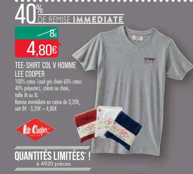 tee-shirt col v homme lee cooper
