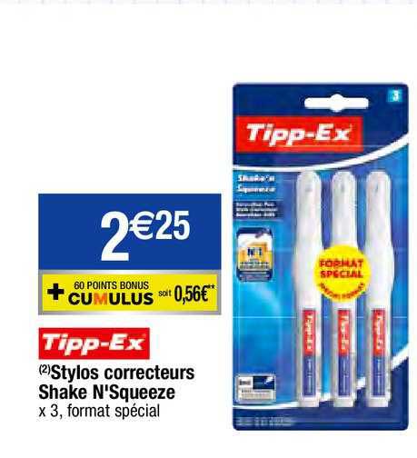tipp-ex stylos correcteurs shake n'squeeze
