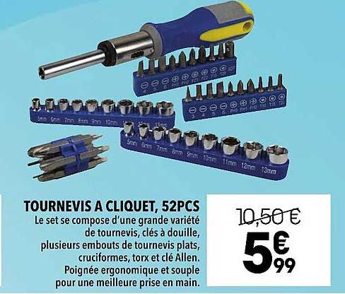 tournevis à cliquet, 52 pcs