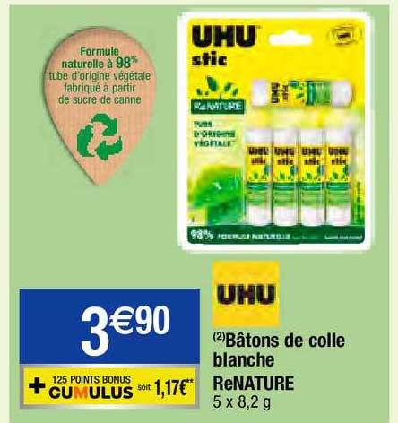 Uhu Bâtons De Colle Blanche ReNature