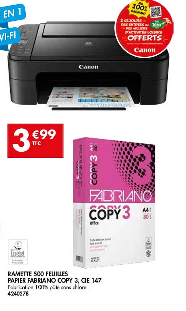 ramette 500 feuilles papier fabriano copy 3, cie 147