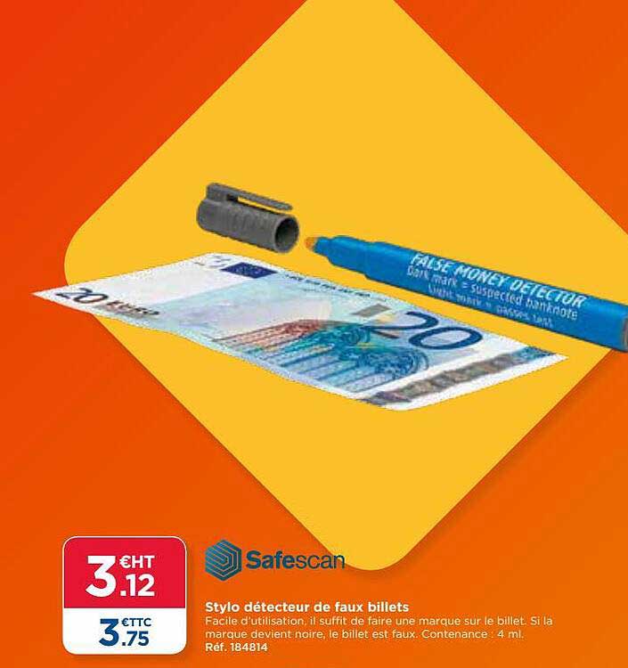 stylo détecteur de faux billets safescan