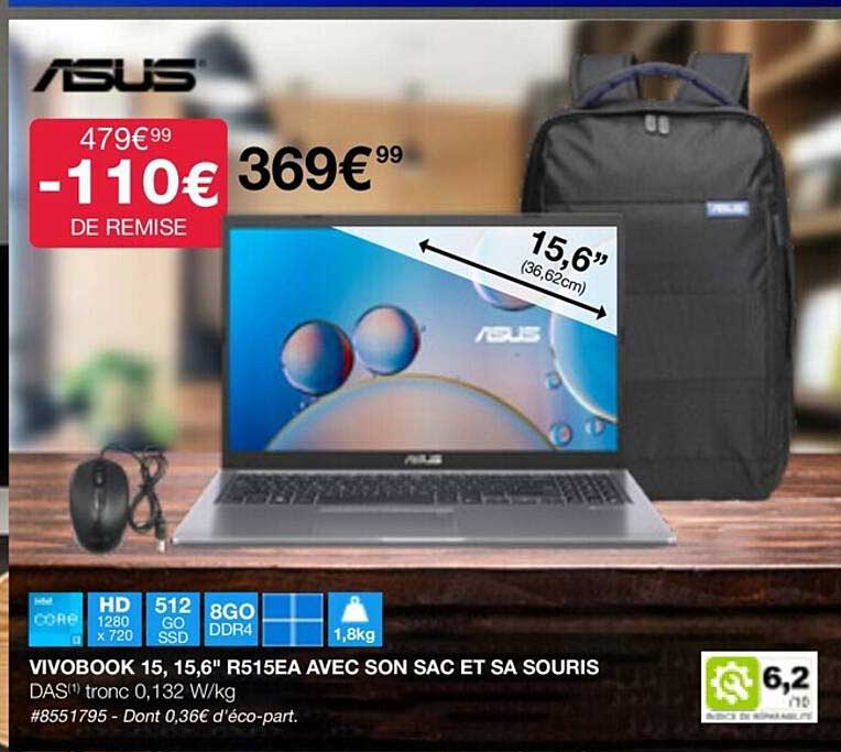 Vivobook 15, 15,6" R515ea Avec Son Sac Et Sa Souris Asus