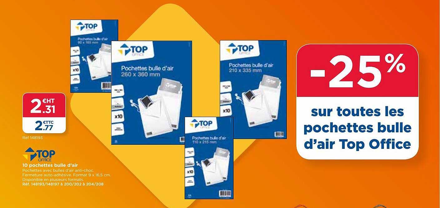 10 pochettes bulle d'air top office