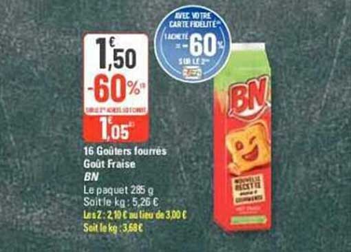 16 Goûters Fourrés Goût Fraise Bn