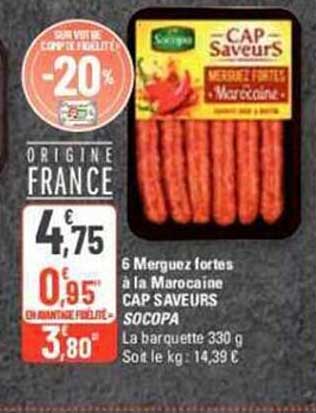 6 merguez fortes à la marocaine cap saveurs socopa