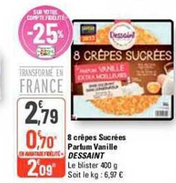 8 Crêpes Sucrées Parfum Vanille Dessaint