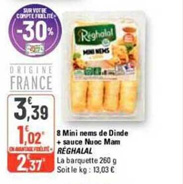 8 mini nems de dinde + sauce nuoc mam réghalal