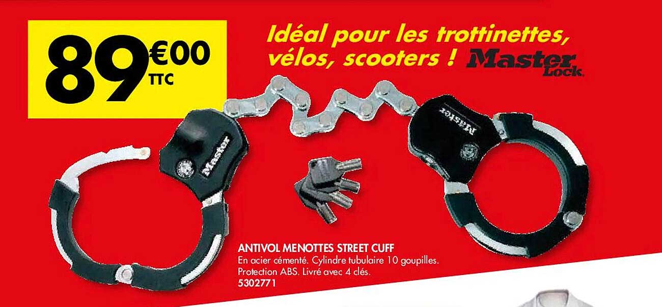 antivol menottes street cuff master lock