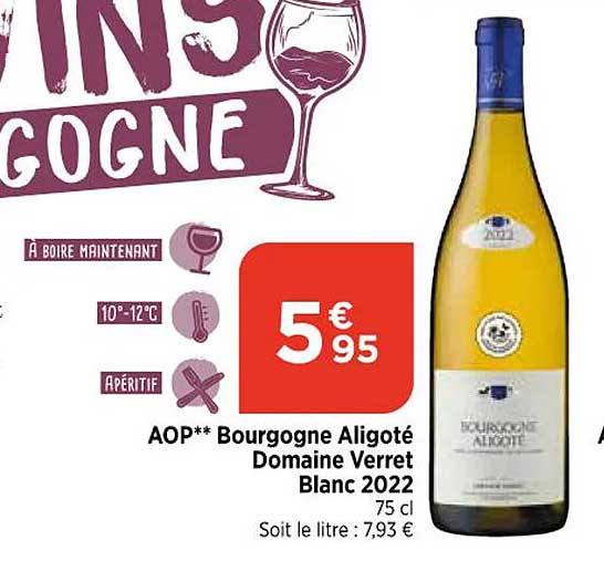 aop bourgogne aligoté domaine verret blanc 2022