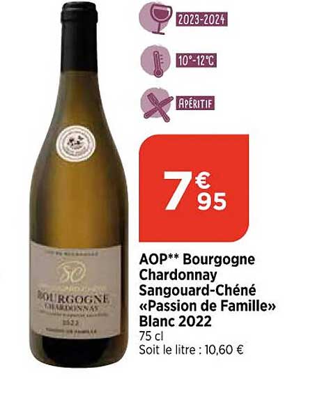 aop bourgogne chardonnay sangouard-chéné «passion de famille» blanc 2022