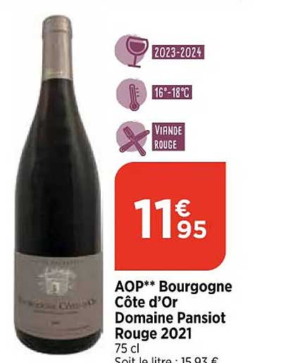Aop Bourgogne Côte D'or Domaine Pansiot Rouge 2021