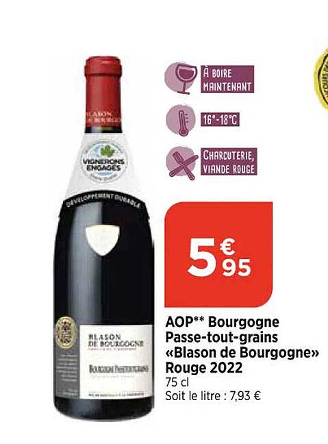 aop bourgogne passe-tout-grains «blason de bourgogne» rouge 2022