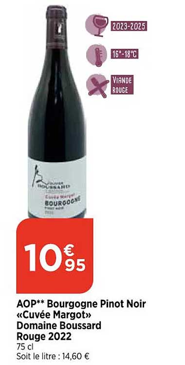 Aop Bourgogne Pinot Noir «cuvée Margot» Domaine Boussard Rouge 2022