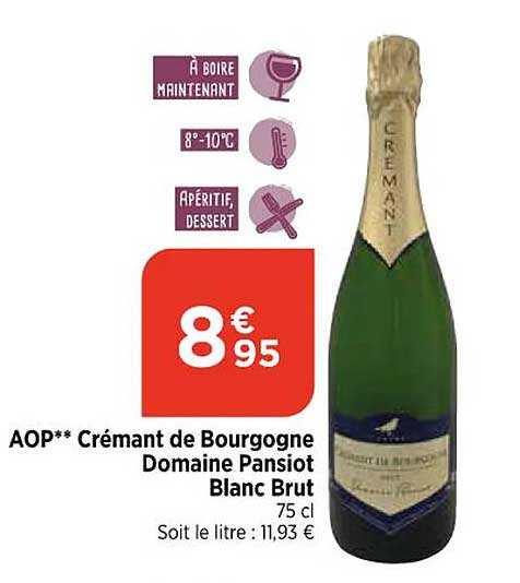 aop crémant de bourgogne domaine pansiot blanc brut