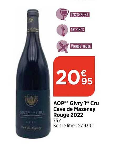 aop givry 1er cru cave de mazenay rouge 2022