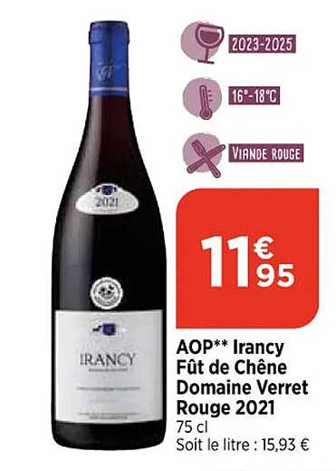 aop irancy fût de chêne domaine verret rouge 2021