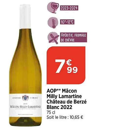 aop mâcon milly lamartine château de berzé blanc 2022