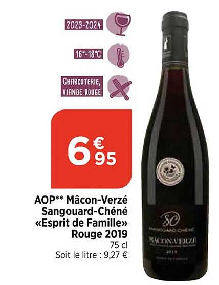 aop mâcon-verzé sangouard-chéné «esprit de famille» rouge 2019