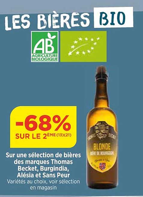 bières des marques thomas becket, burgindia, alésia et sans peur