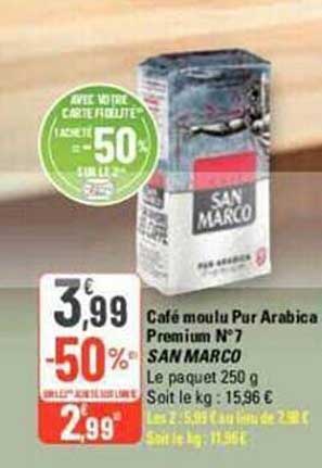café moulu pur arabica premium n°7 san marco