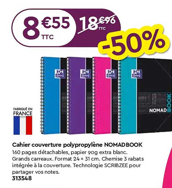 cahier couverture polypropylène nomad book oxford