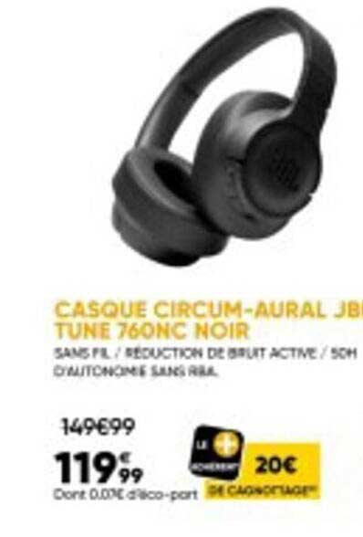 casque circum-aural jbl tune 760nc noir