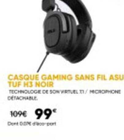 casque gaming sans fil asus tuf h3 noir