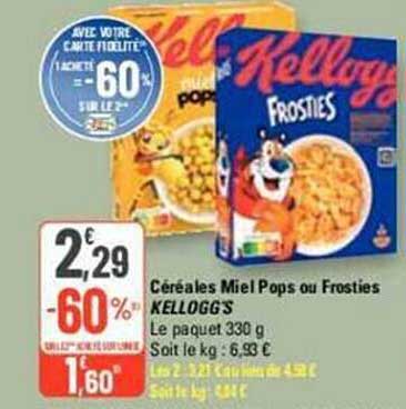 Céréales Miel Pops Ou Frosties Kellogg's