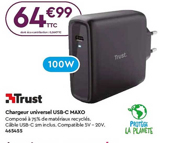 chargeur universel usb-c maxo trust