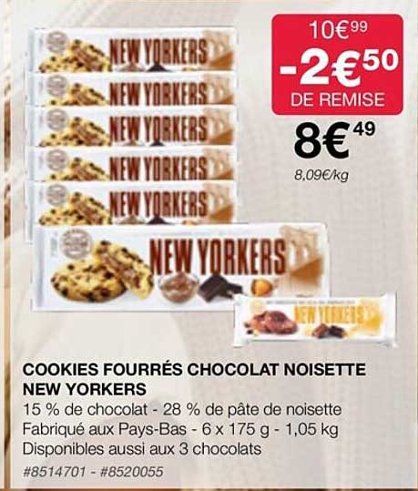 cookies fourrés chocolat noisette new yorkers