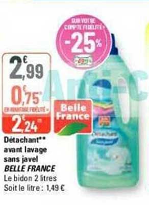détachant avant lavage sans javel belle france