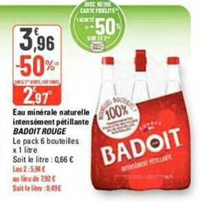 Eau Minérale Naturelle Intensément Pétillante Badoit Rouge