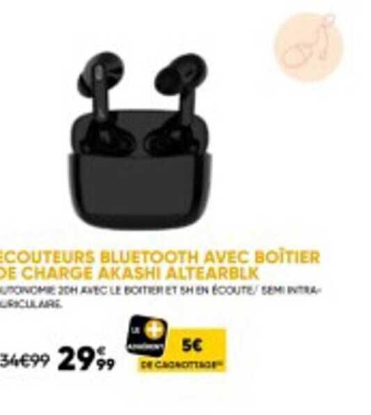 écouteurs bluetooth avec boîtier de charge akashi altearblk