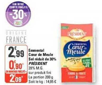 emmental coeur de meule sel réduit de 30% président