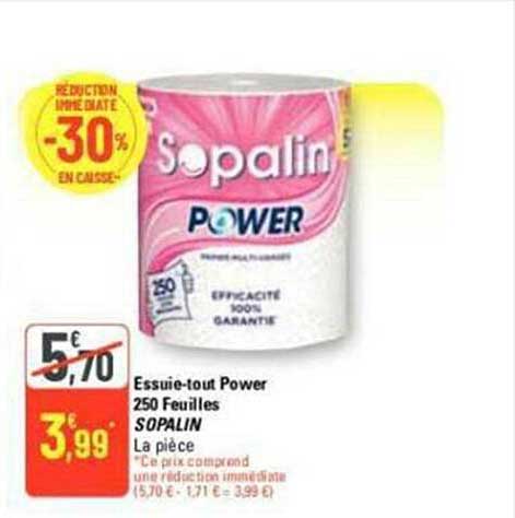 essuie-tout power 250 feuilles sopalin
