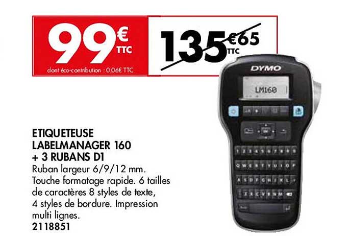 étiqueteuse labelmanager 160 + 3 rubans d1 dymo