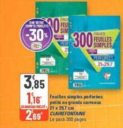 feuilles simples perforées petits ou grands carreaux 21 x 29,7 cm clairefontaine